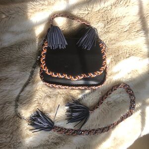 💖🤩 Rebecca Minkoff Navy and Orange Braided Tassel Mini Bag
